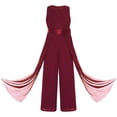 thumbnail image 1 of renvena Kids Girls Flower Wedding Party Bodysuit Ruffled Chiffon Pageant Banquet Rompers Summer Wide Leg Pants Jumpsuit Playsuit with Detachable Embellishment Burgundy 8, 1 of 5