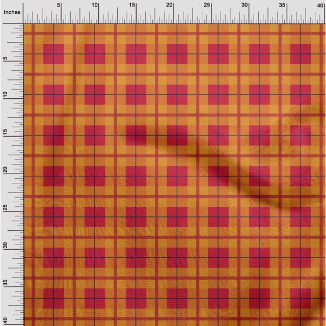 oneOone Cotton Flex Bright Red Fabric Madras Check Sewing Craft Projects Fabric Prints By Yard 40 Inch Wide