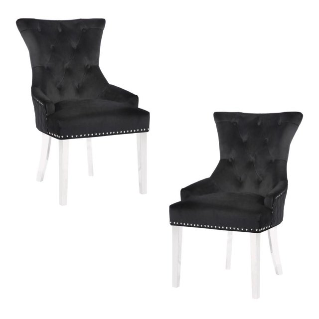 CHAISE DE SALLE À MANGER CHAMPAGNE en Noir ENSEMBLE DE 2