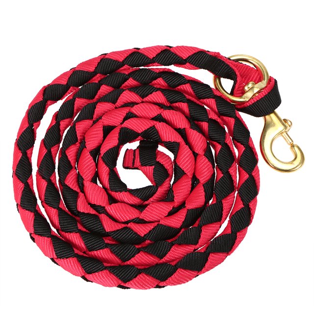 Graflsoa Durable Braided PP Rope with Solid Brass Hook for Horse Training, Red & Black, 2m Length