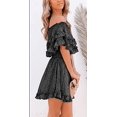 thumbnail image 2 of Women‘s Summer Off Shoulder Dress Pleated Flowy Neck Belt Printed Dress, 2 of 4