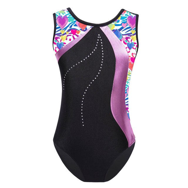 LiiYii Shiny Gymnastic Leotards For Girls Modern Ballet Dance Performance One Piece Outfit Colorful Heart 10