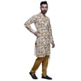 thumbnail image 2 of Atasi Designer Kurta Pajama For Men Printed Angrakha Kurta Set Summer Clothing, 2 of 3