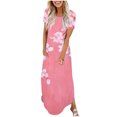 thumbnail image 1 of Ovzne Robes pour Femmes 2025 Robe Mode Robe Décontractée pour Femmes Imprimée à Manches Courtes Col Rond Robe avec Poches Grande Taille Robe Maxi à Manches Courtes Imprimée Liquidation, 1 of 4