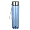 thumbnail image 1 of Mainstays 18oz Plastic Blue Water Bottle Stainless Steel Screw Cap Lid with Strap, 1 of 15