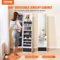 thumbnail image 2 of VEVOR Mirror Jewelry Cabinet 360° Swivel Standing Mirror with Storage White, 2 of 9