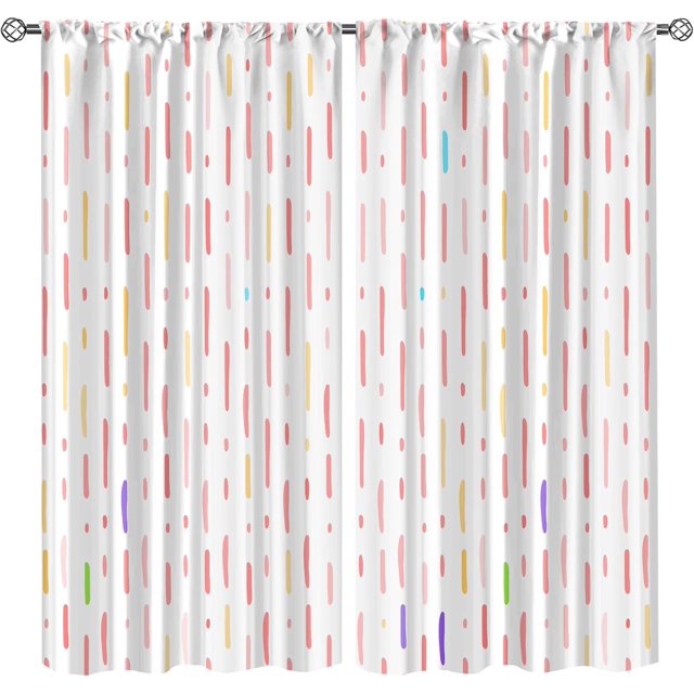 Colorful Medieval Geometry Blackout Curtains 2 Panel Set, Bohemian Rainbow Lines Noise Reducing Drapes & Curtains, Washable Protecting Privacy Window Shades for Bedroom Office Cafe-W84xL84in