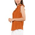 thumbnail image 4 of INSPIRE CHIC Blouses de Travail Sans Manches pour Femmes, Hauts CHIC à Volants Plissés, Orange Foncé, m, 4 of 6