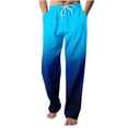 thumbnail image 2 of RXIRUCGD Men's Fashion Drawstring Elastic Waist Gradient Color Casual Length Pants, Blue, Size: 3XL, 2 of 4