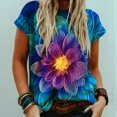thumbnail image 1 of CHGBMOK T-Shirts Grande Taille pour Femmes Été T-Shirt Décontracté à Manches Courtes Imprimé Col Rond Blouse T-Shirt Hauts Dames Hauts de Plage Été en Liquidation, 1 of 4