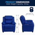 thumbnail image 3 of Deluxe Padded Contemporary Blue Vinyl Kids Recliner with Storage Arms, 3 of 9