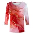 thumbnail image 3 of UPPADA Blouses pour Femmes Grande Taille à Manches 3/4, T-Shirts à Imprimé Floral Teintable, Chemises Décontractées Tendance à Col Rond, Chandails Confortables à Enfiler, Hauts Blouses Mignons d'Été pour Femmes, Hauts à Manches 3/4 en Liquidation, 3 of 5
