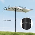 thumbnail image 3 of Outsunny Parasol Demi-Ombrelle de Balcon Extérieur 8 Pi avec 5 Baleines Crème, 3 of 10