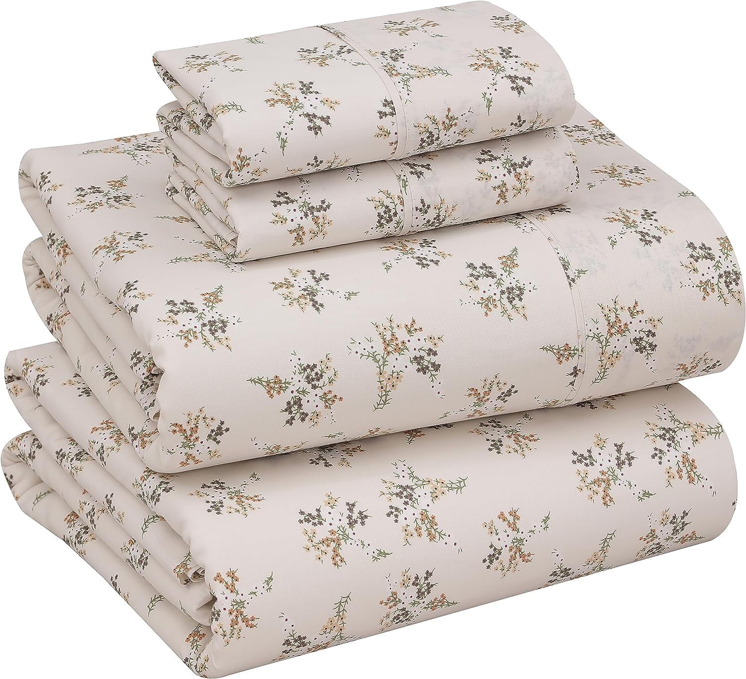 Ruvanti 100% Cotton Sheets - Crispy Cooling Percale Sheets For California King Size Bed, Breathable & Durable Cal King Sheet Set, 16 Inches Deep Pocket Bed Sheets, Twin Spring, 4 Pieces