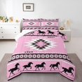 thumbnail image 1 of Erosebridal Ensemble de Literie Animal Cheval Simple pour Adolescent, Couette Bohème Hippie Aztèque, Rose Noir, Réversible, Léger, 2 Pcs, 1 of 7