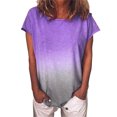 thumbnail image 2 of T-Shirt Femme Manches Courtes Col Rond Dégradé T-Shirt Décontracté T-Shirt Rond, Violet, G, 2 of 5