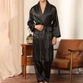 thumbnail image 1 of LSLJS Men Solid Casual Long Sleeves Lace-up Home Pocket Long Pajama Robe Shorts, Robes Gifts for Men, 1 of 5