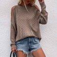 thumbnail image 4 of RKSTN Chandails pour Femmes Mode Couleur Unie Col Rond Manches Longues T-Shirt Ample Blouse Hauts Chandail Chandails d'Automne, 4 of 5