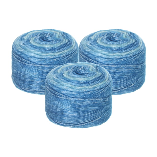 Unique Bargains Gradient Cake Cotton Acrylic Wool Mixed Blue Yarn, 300g, 3 Pack