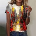 thumbnail image 2 of Culottes pour Femmes Hauts pour Femmes Tendance à la Mode Décontracté Col Ras du Cou Imprimés Manches Courtes Col Rond T-Shirt Haut m Multicolore, 2 of 6