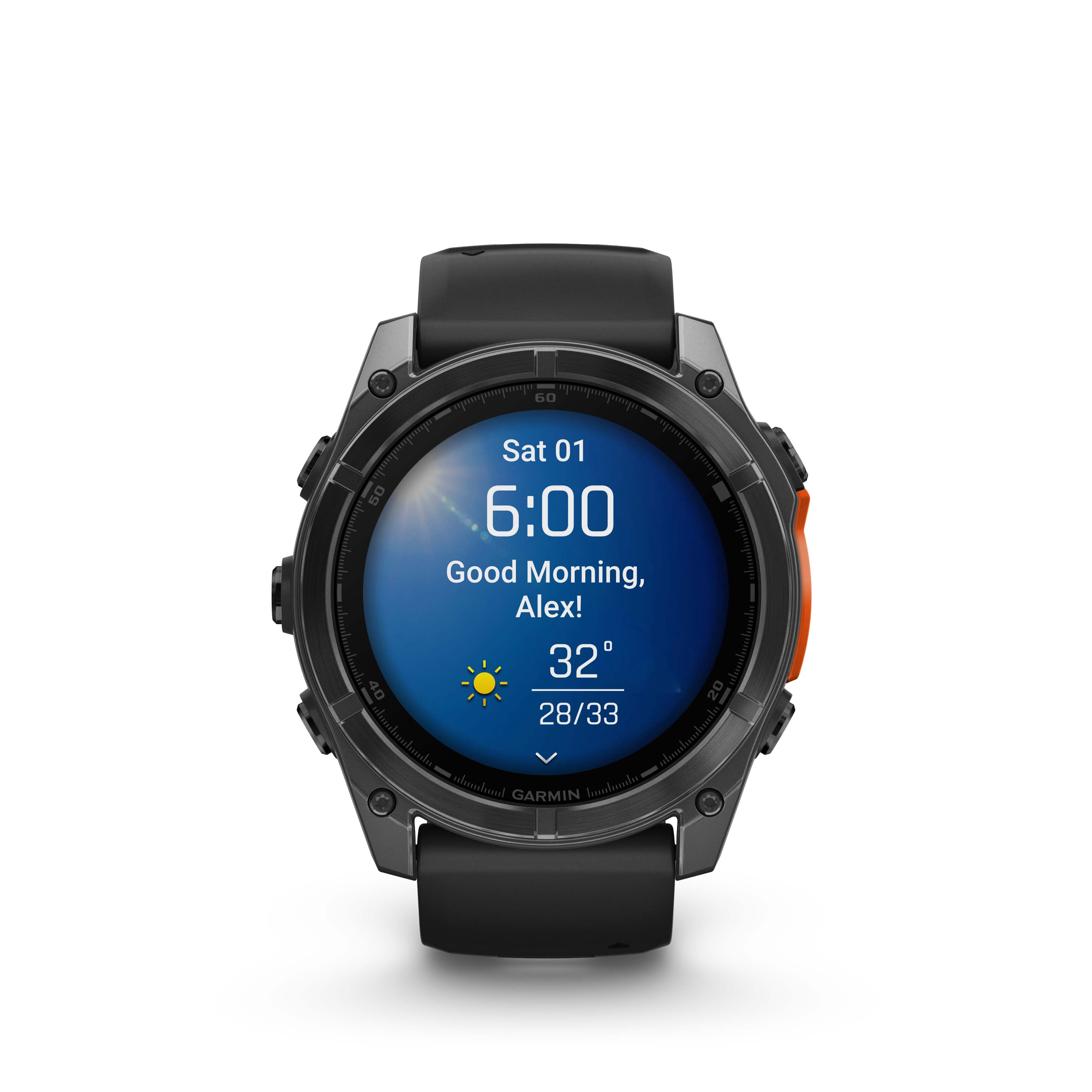 Montre intelligente GPS Garmin fēnix® 8 à écran AMOLED - 51 mm - Lunette gris ardoise avec bracelet en silicone noir