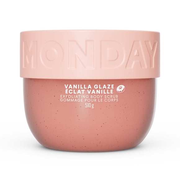 Gommage corporel EXFOLIANT soin des cheveux de MONDAY – Parfum de Glaçage à la vanille avec beurre de karité et huile de noix de coco, 510g