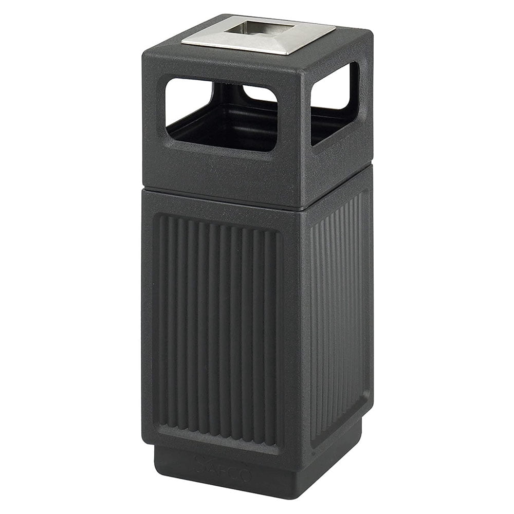 Safco Canmeleon Outdoor Indoor Recessed Panel Trash Can with Ashtray, 15 Gal