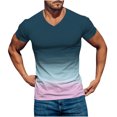 thumbnail image 1 of LSLJS T-Shirt à Imprimé Dégradé pour Hommes, Manches Courtes, Col en V, Pull Athlétique, 1 of 4