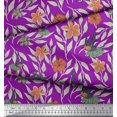 thumbnail image 2 of Soimoi Purple Modal Satin Fabric Flying Bird & Floral Decor Fabric Printed BTY 42 Inch Wide, 2 of 3