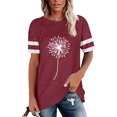 thumbnail image 1 of Femmes Chemises Stripe Tee Nouveauté Chemise Drôle Manches Courtes Col Rond Tee Tops, 1 of 4