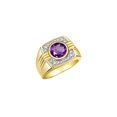 thumbnail image 3 of RYLOS Mens Rings 14K Yellow Gold Designer Round Gemstone &  Sparkling Diamond Ring Amethyst February Birthstone Rings For Men, Men's Rings, Gold Rings Sizes 8 - 13, 3 of 7