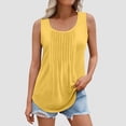 thumbnail image 2 of Plebaso Débardeurs d'Été pour Femmes Plissés Sans Manches Chemises Amples Col Rond Décontracté Blouse T-Shirt Uni P-5TG, 2 of 6