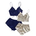 thumbnail image 1 of Birdeem Ensemble de Pyjama 2 Pcs pour Femmes Bretelles Solides Dentelle Shorts, 1 of 4