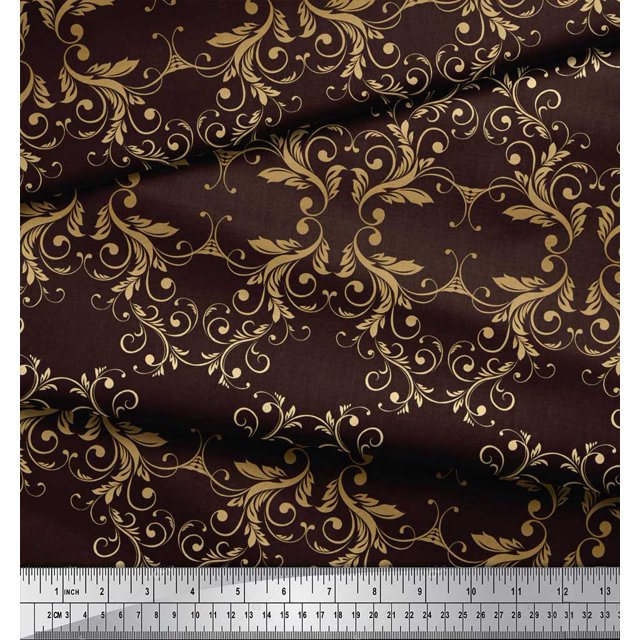 Soimoi Velvet Fabric Filigree Damask Decor Fabric Printed Yard 58 Inch Wide