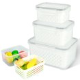 thumbnail image 1 of EASTIN 3pcs Fruit Storage Containers for Fridge  Produce Saver Vegetable Container with Drain Colanders - Refrigerator Organizer for Lettuce Berry Keepers (White), 1 of 11