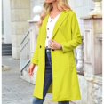 thumbnail image 3 of Women‘s Spring And Autumn Lapel Wool Solid Color Long Sleeve Wool Long Pocket Jacket Suits, 3 of 6