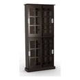 thumbnail image 1 of Atlantic 72 Pouces Windowpane Armoire de Rangement pour Médias Ajustable en Verre Trempé Espresso, 1 of 6