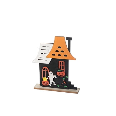 Maison En Bois Avec Décor De Momie Et De Citrouille Petite