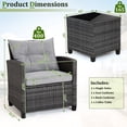 thumbnail image 3 of Gymax 3PCS Patio Rattan Sofa Set Outdoor Wicker Conversation Set Glass Tabletop w/ Grey Cushion, 3 of 10