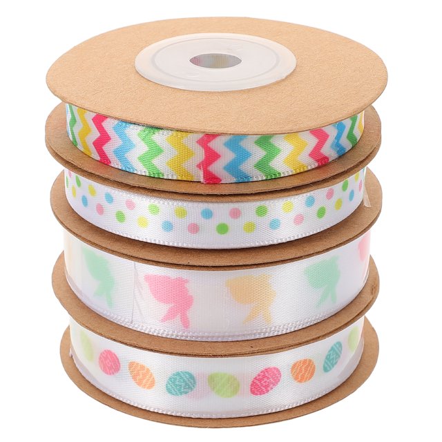 4 Rouleaux de Rubans de Pâques DIY pour Emballage Cadeau Rubans pour Fleurs DIY