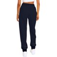 thumbnail image 2 of Innerwin Trousers Solid Color Ladies Bottoms Holiday Straight Leg Lounge Sweatpants Navy Blue L, 2 of 3