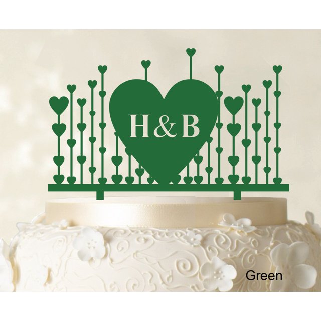 Monogram Cake Topper First Name Initial Heart Cake Topper