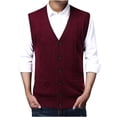 thumbnail image 3 of Styesk Jackets for Men Men's Wool Sleeveless Waistcoat Loose Knitted Solid Color Cardigan, 3 of 5