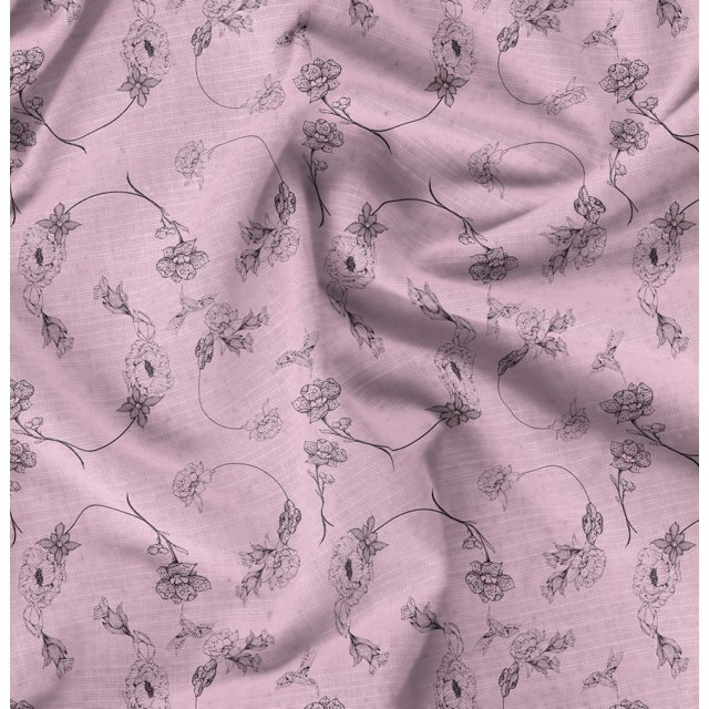 Soimoi Brown polyester Crepe Fabric Clover Floral Print Fabric by the Yard 52 Inch Wide