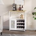 thumbnail image 1 of Ourlova 3-Tier Wine Bar Cabinet with Detachable Wine Rack and Storage Space Buffet Cabinet with Glass Holder and Mesh Door for Kitchen Living Room and Bar White, 1 of 9