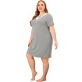 thumbnail image 3 of GRACE & GRANDEUR Nuisettes pour Femmes Grande Taille en Dentelle à Col en V à Manches Courtes Pyjama Tenue de Nuit Robe 4X Gris Foncé, 3 of 6