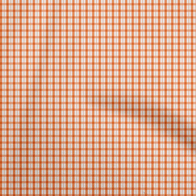 oneOone Viscose Chiffon Orange Fabric Check Craft Projects Decor Fabric Printed By The Yard 42 Inch Wide