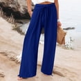 thumbnail image 2 of Timegard Womens Pants Plus Size Elastic High Waisted Drawstring Wide Leg Lightweight Casual Loose Trousers, 2 of 5