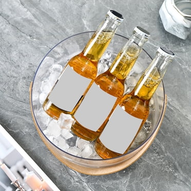 Portable Mini Ice Bucket | Transparent Plastic Beverage Chiller for Beer & Wine | Home Bar & Outdoor Picnics | 2 Sizes: 8.26x8.26x4.13in & 5.11x5.11x5.11in