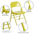 thumbnail image 2 of HERCULES COLORBURST Series Twisted Citron Triple Braced & Double-Hinged Metal Folding Chair, 2 of 9